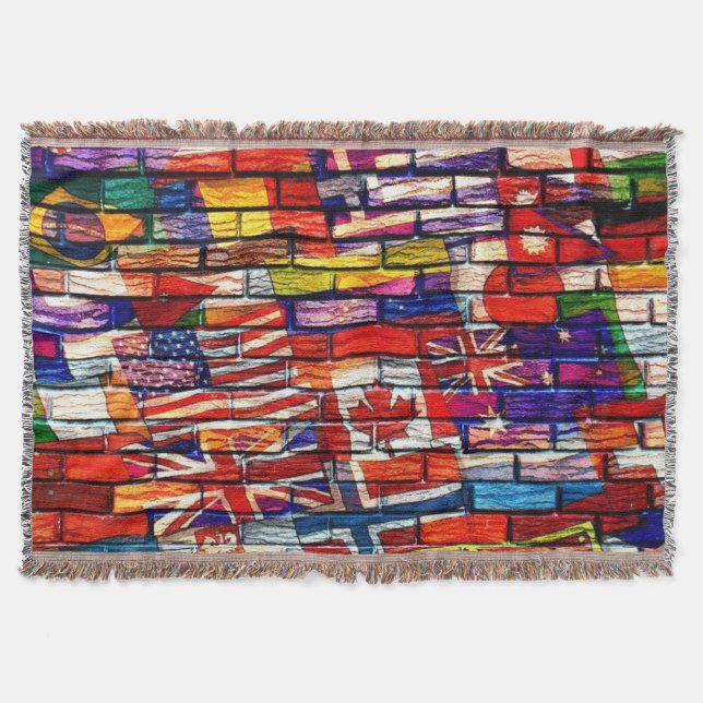 Throw Blanket/ World Flags Blanket (Front)