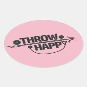 Throw Happy Shot Put Discus Throw Stickers! Oval Sticker