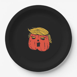 Throw Him Out Like A Pumpkin Trumpkin Halloween El Paper Plate