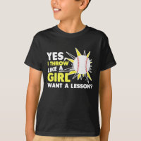 Throw Like A Girl Baseball Player Softball Pitcher