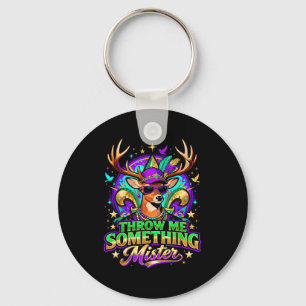 Throw Me Soing Mister Mardi Gras Deer Design _2 Keychain