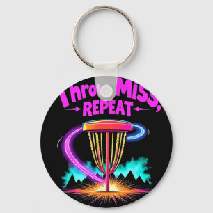 Throw. Miss. Repeat Funny Disc Golf Player Mens Gr Keychain
