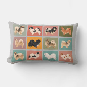 Throw Pillow: 12 Tibetan Spaniels Lumbar Pillow