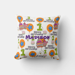 Throw Pillow, #1 First Birthday White Pillow