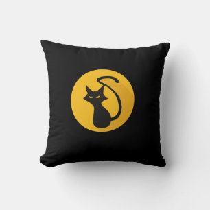 Throw Pillow A terrifying black cat