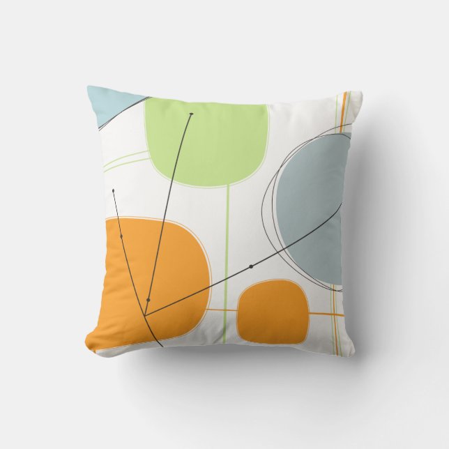 Throw Pillow - Abstract 1950s Inspired Atomic Art (Front)