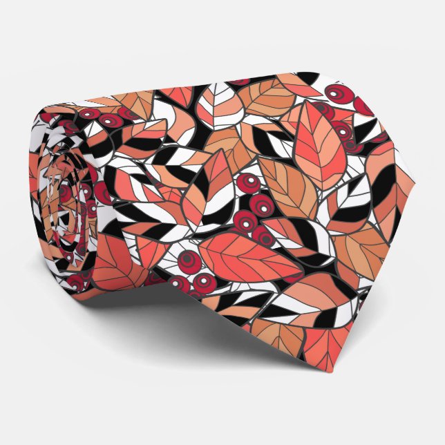 Throw Pillow Abstract cartoon leaves berries black Tie (Rolled)