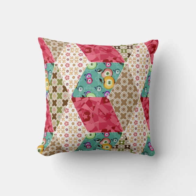 Throw Pillow Abstract patchwork quilting quilt ret (Front)