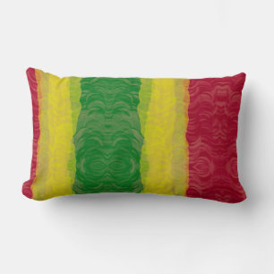 Throw Pillow, Abstract Rasta Red Yellow Green Lumbar Pillow