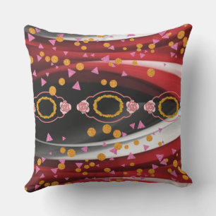 Throw Pillow, Abstract Red Black White Outdoor Pillow