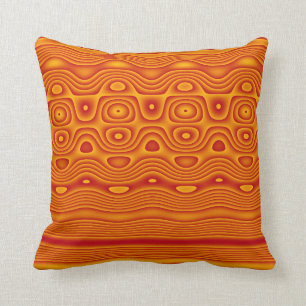 Throw Pillow, Abstract Stripes and Dots, Orange Pillow