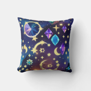 Throw Pillow - Alexandrite Sapphire Celestial Moon