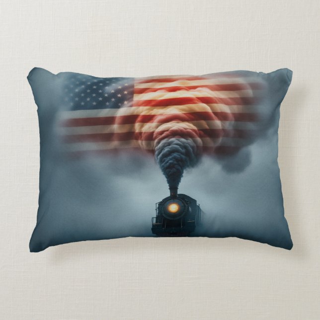 Throw Pillow-All Aboard the Freedom Train Accent Pillow (Front)
