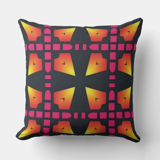 Throw Pillow, An elegant geometric fabric design  Pillow (Front)