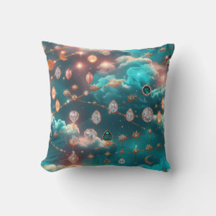 Throw Pillow - Aquamarine Diamond Celestial Moon