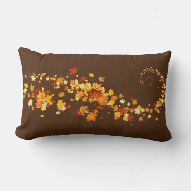 Throw Pillow-Autumn Leaves Lumbar Pillow (Front)