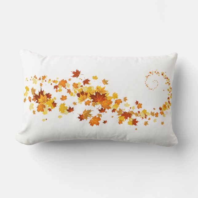 Throw Pillow-Autumn Leaves Lumbar Pillow (Front)