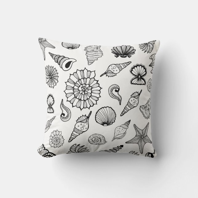 Throw Pillow-Beach Shells Pillow (Front)