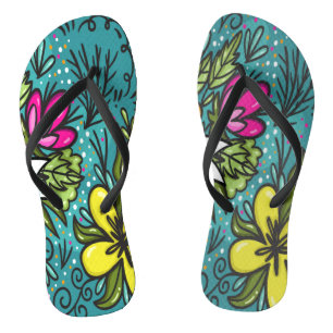 Throw Pillow Beauty with Flowers Flip Flops