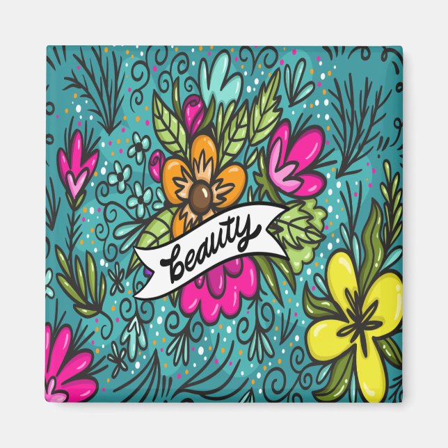 Throw Pillow Beauty with Flowers Magnet (Front)
