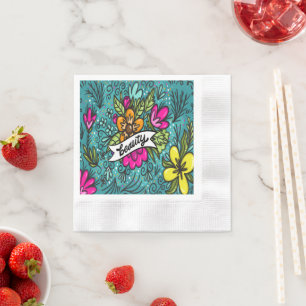 Throw Pillow Beauty with Flowers Napkin