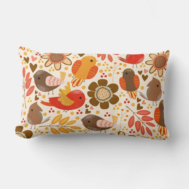 Throw Pillow-Birds Lumbar Pillow (Front)