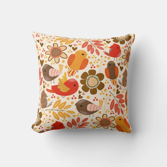 Throw Pillow-Birds Pillow (Front)