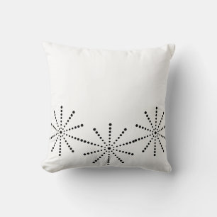 Throw Pillow Black Stars Dots White