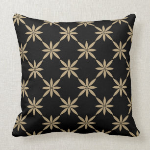 Throw Pillow-Black Tan Gold Pillow