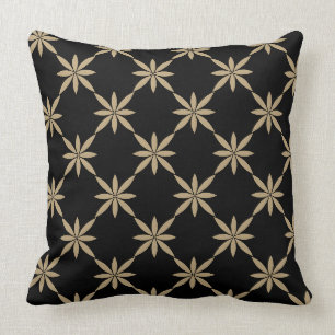Throw Pillow-Black Tan Gold Throw Pillow