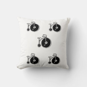 Throw Pillow Black & White Bicycles Victorian
