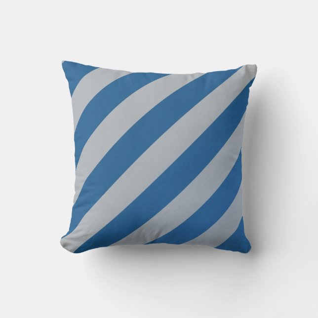Throw Pillow/Blue and Grey Coloured Stripes Throw Pillow (Front)