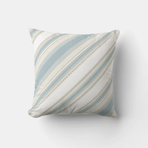 Throw Pillow/Blue, White and Creme Coloured Stripe Pillow