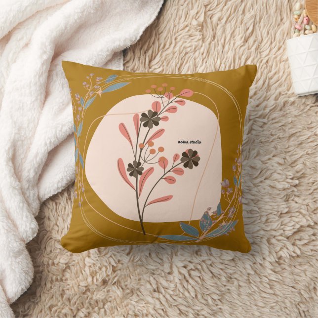 Throw Pillow Boho Wildflower Botanical  (Blanket)