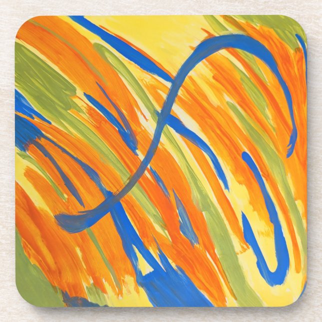 Throw Pillow-Bold Abstract Colours Coaster (Front)