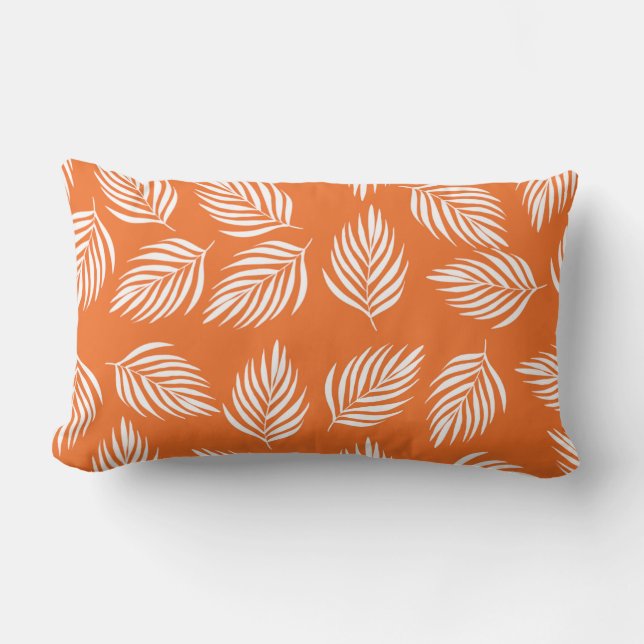 Throw Pillow Bold Tropical Leaf Pattern  (Front)