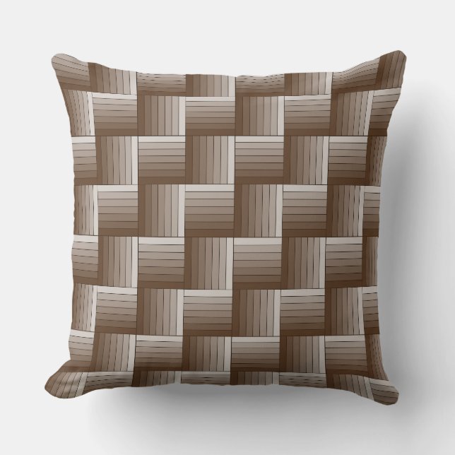 Throw Pillow - Brown Shaded Ribbon Weave (Front)