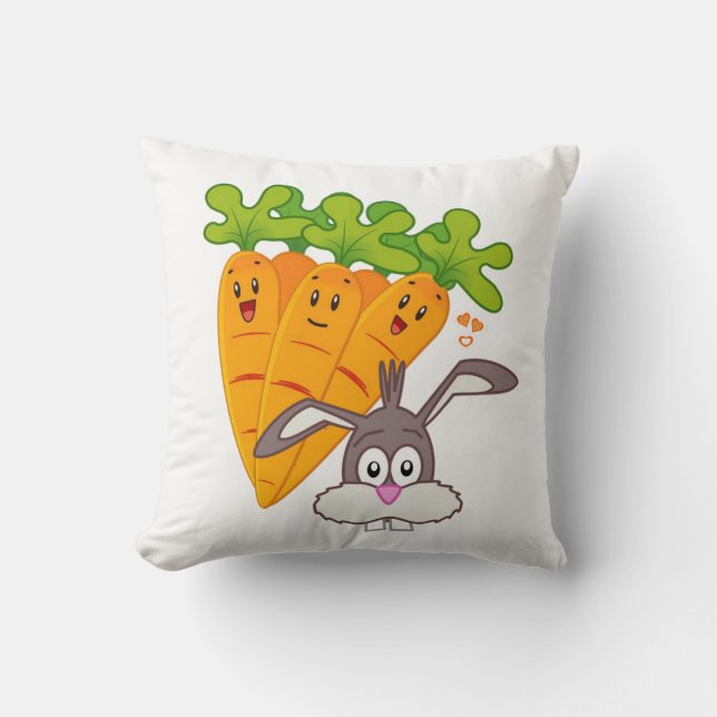 Throw Pillow Carrots Rabbit (Front)