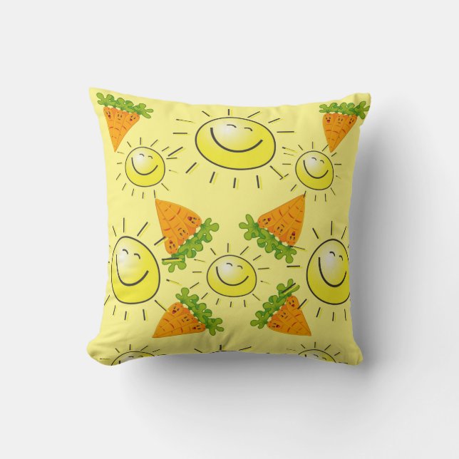 Throw Pillow Carrots Sun Yellow (Front)