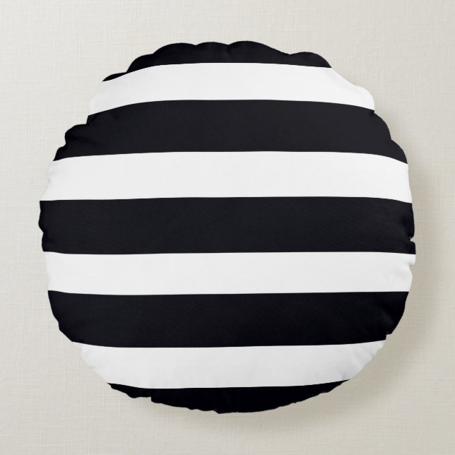 Throw Pillow Chic Modern Black & White Striped (Front)