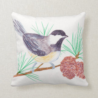 Throw Pillow - Chickadee