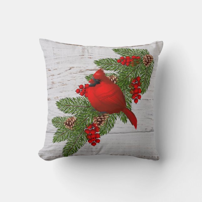 Throw Pillow-Christmas Cardinal Pillow (Front)