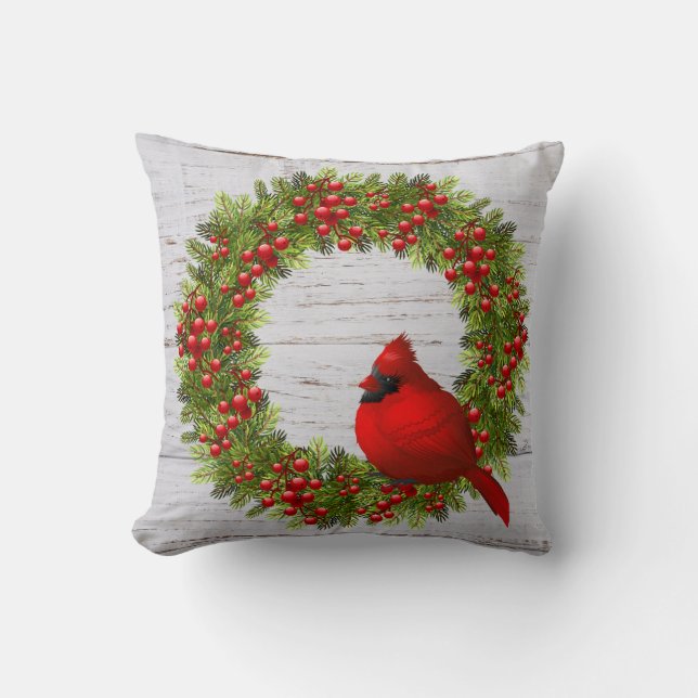 Throw Pillow-Christmas Cardinal Pillow (Front)