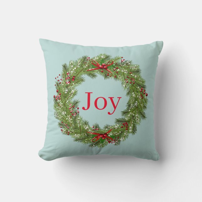 Throw Pillow-Christmas Wreath Pillow (Front)