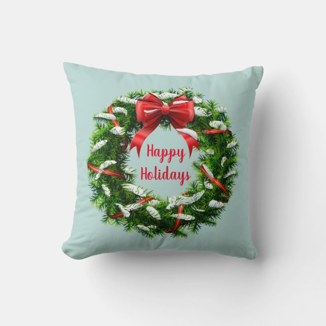 Throw Pillow-Christmas Wreath Pillow (Front)