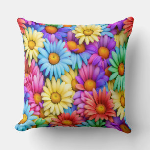 Throw Pillow - Colourful Abstract Daisies #37