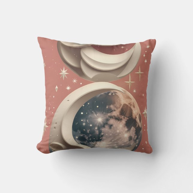 Throw Pillow - Coral Celestial Moon (Front)