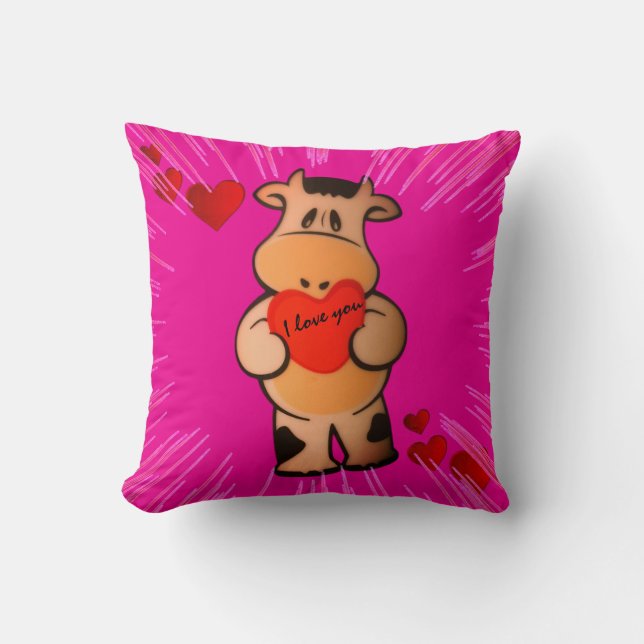 Throw Pillow cow feelings  (Front)