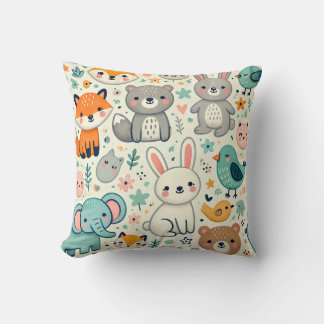 Throw Pillow, Cute animals Pillow