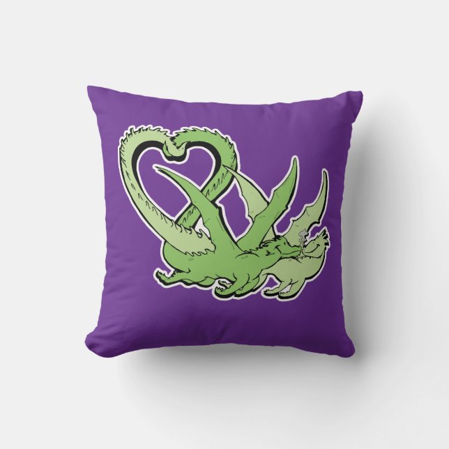 Throw Pillow Dragons Couple Tail of Heart love (Front)